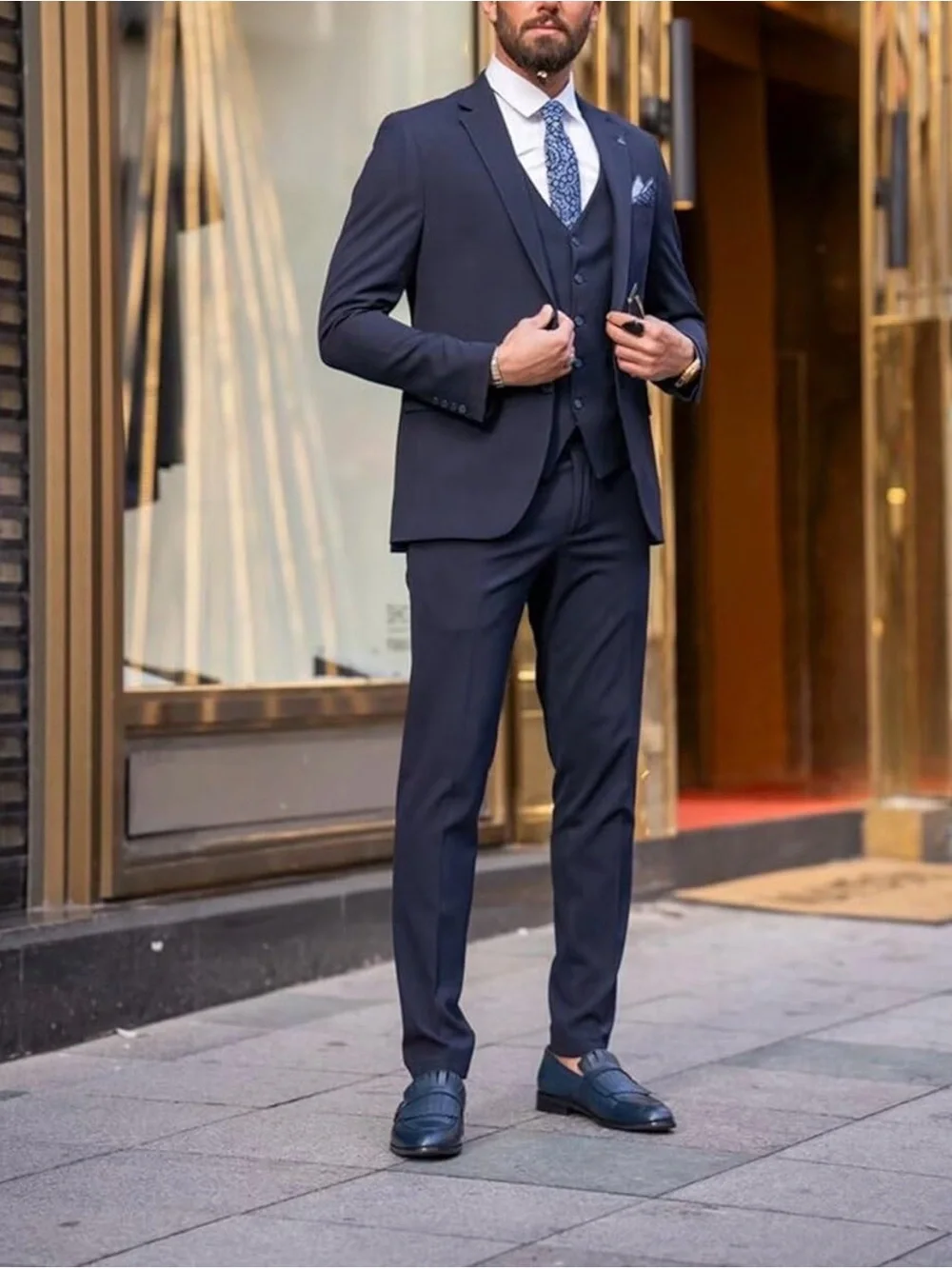 Men's 3 Piece Suit Men Slim Fit Wedding Suits - Classic Formal Blazer & Vest